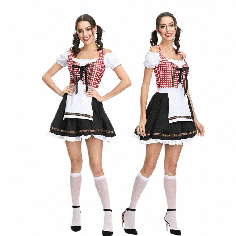 Traditi Alemão Wench Dirndl Dr Baviera Oktoberfest Costume Beer Maid Cosplay Fancy Dr G4FY #