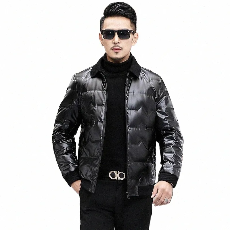 Neue Ankunft Winter Stil Männer Boutique Warme Daunenmantel Fi Casual Solide Abnehmbarer Kragen männer Dünne Kurze Unten Mantel jacke W6AZ #