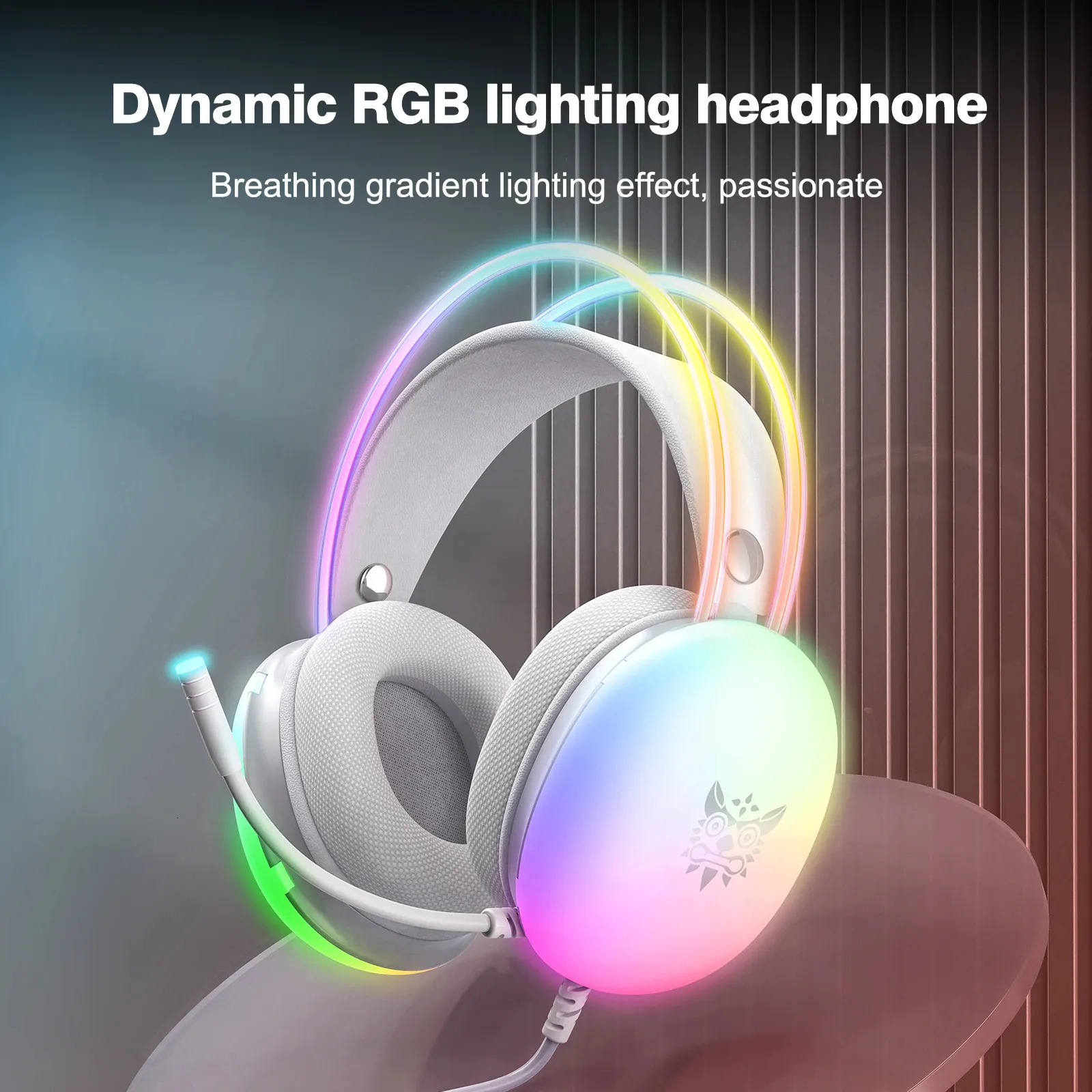 ONIKUMA Headphones with FULL RGB LED Light Gaming Headset Computer Earphones for PC Gamer KOL 240314