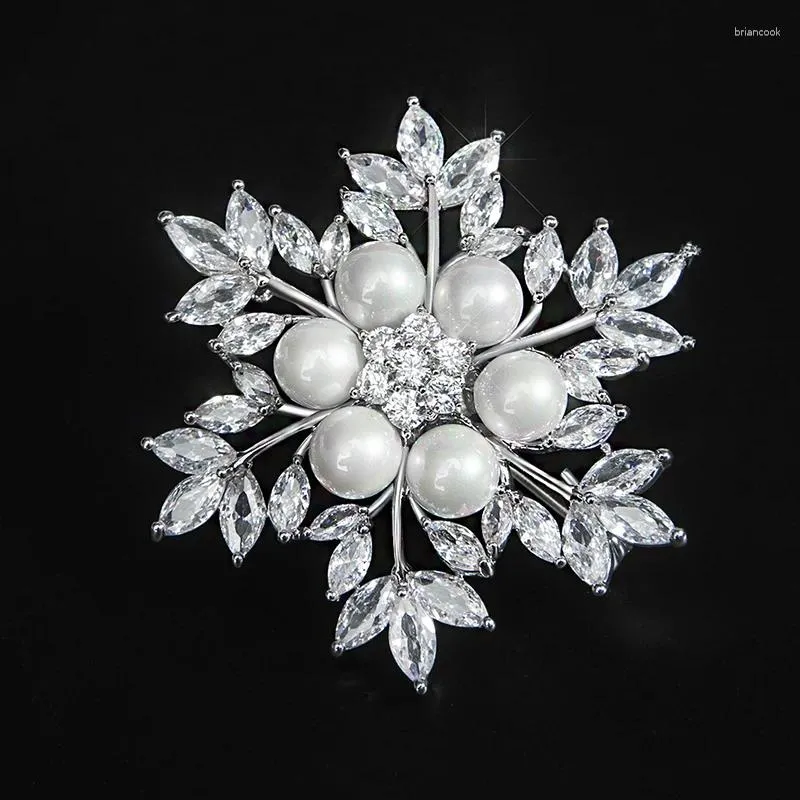 Broches YYSUNNY mode cristal fleur de neige pour les femmes hiver Festivel broche broche vêtements bijoux accessoires cadeau de noël