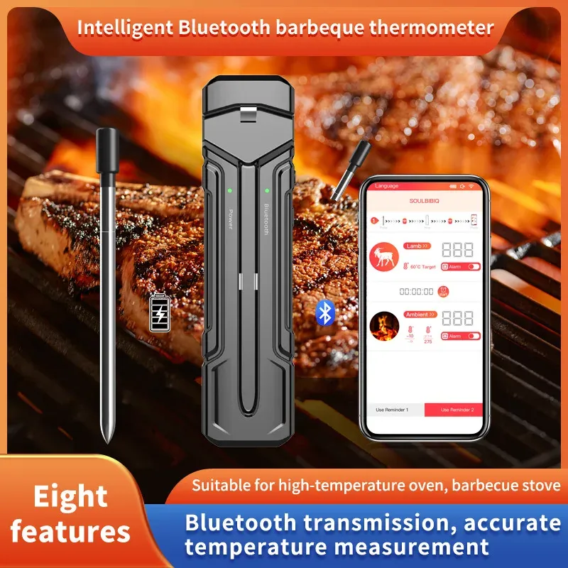 مقاييس Smart Bluetooth BBQ Thermometer Digital Probes for Oven Kitchen Outdoor Grill BBQ الشواء الملحقات الشواء
