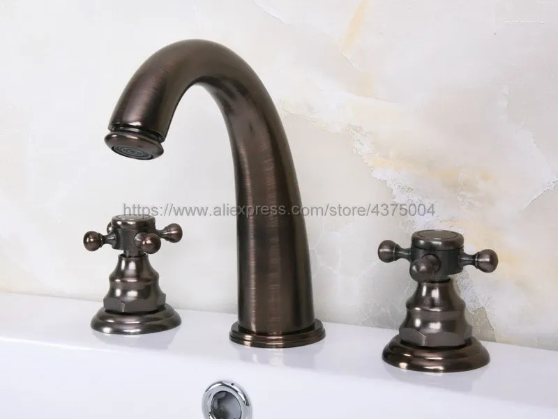 Robinets de lavabo de salle de bains, robinet à 3 trous pour mitigeur froid, lavabo à double poignée Nnf438