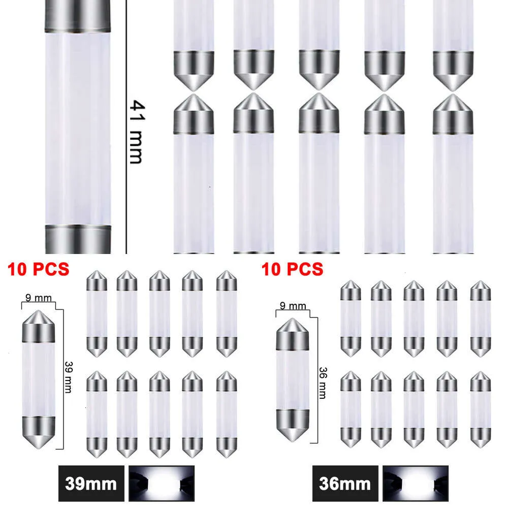 Atualize 10 pces c5w festão lâmpadas led 31mm 36mm 39mm 41/42mm 12v 7500k branco interior do carro mapa cúpula luzes de leitura lâmpadas da placa de licença