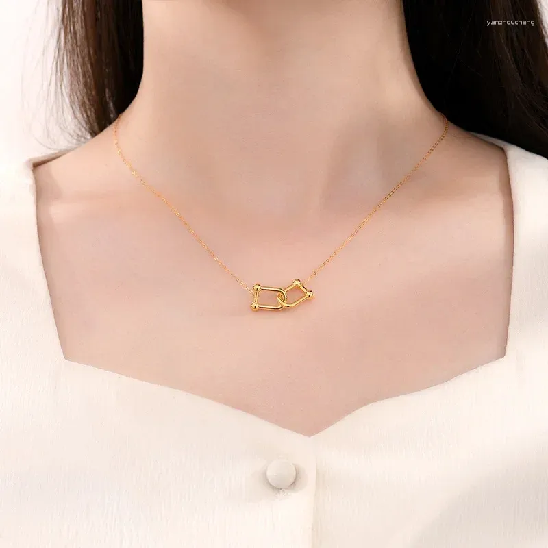 Anhänger Echt 18K Gold Verschluss Schöne Halskette Einfache Und Luxus Kragen Kette frauen Boutique Schmuck Geschenk X0053