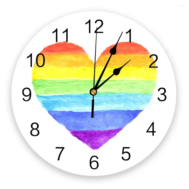 Wall Clocks Lgbt Pride Love Clock Modern Design Living Room Decoration Kitchen Mute Watch Home Interior Decor