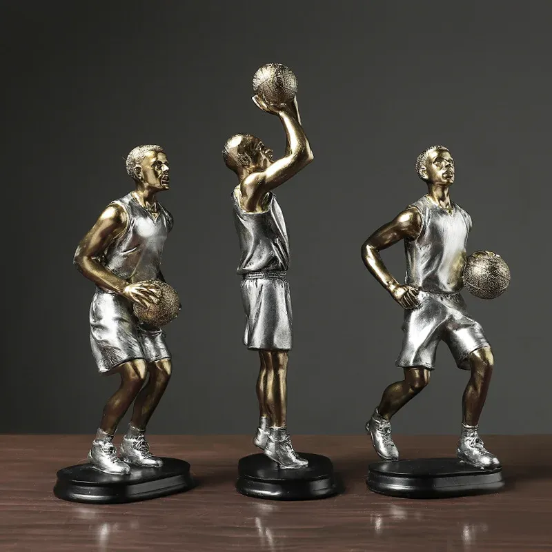 彫刻ファッションバスケットボールボーイ樹脂クラフト装飾リビングルームデスクトップボーイバスケットボール彫像樹脂材料モデル
