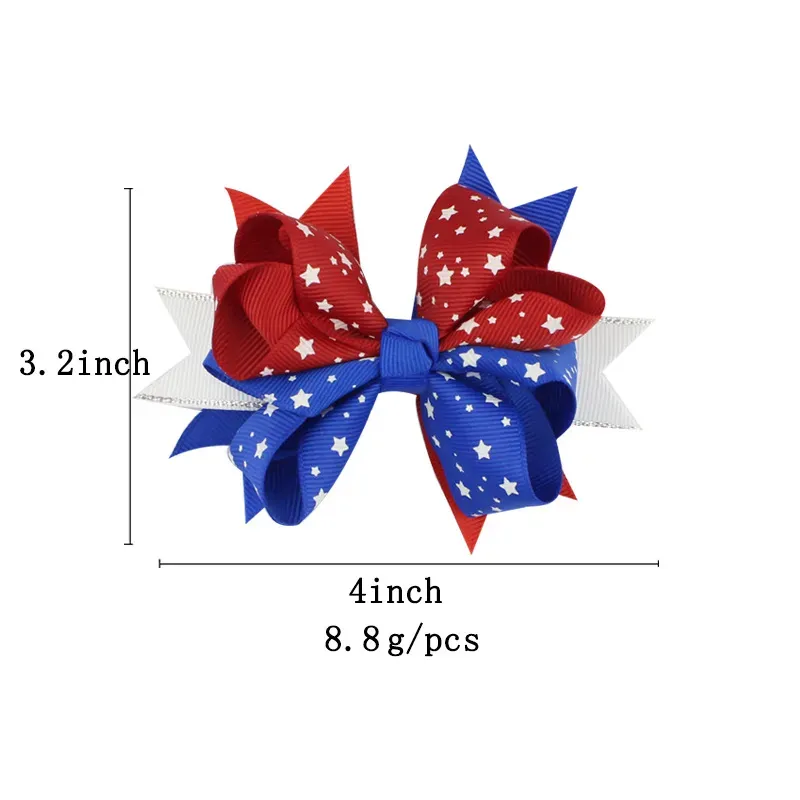 American flag print Barrettes Bow Hair Clip Swallowtail hairpins Hair Bow With Clip 4th of July Independence Day kids Hair Accessories