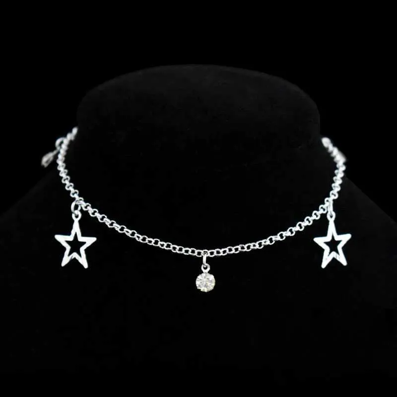 Anklets New Star Pendant Bohemian CZ Silver Plated Ankle Water Diamond Ankel Armband Silver Ankle Chain Fashion Womens Beach Jewelry2403