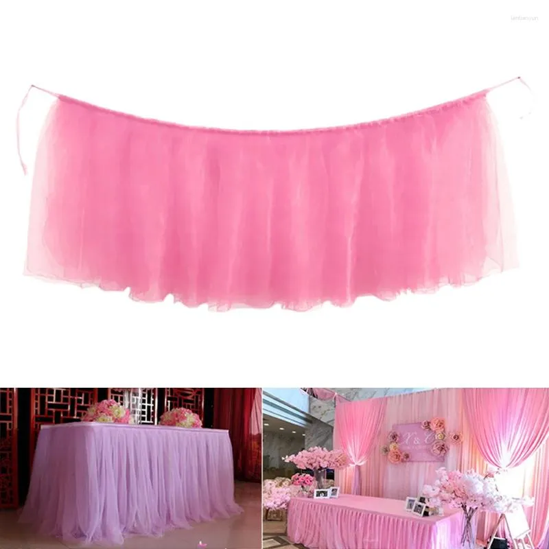 Jupe de Table en Polyester, accessoires doux, pour Banquet d'anniversaire, mariage, Textile de maison, décor de fête Tutu pour fête prénatale, léger