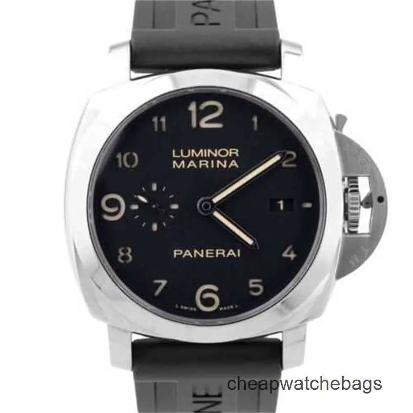 الساعات بانياريس للرجال الميكانيكية Paneraiss Luminor PAM00359 Steel Black 44mm التاريخ التلقائي مربع الساعات الميكانيكية التلقائية G6FB