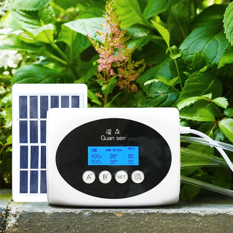 Frame Double Pump Intelligent Drip Irrigation System Water Pump Timer Garden Solar Energy Potted Plant Automatic Watering Device