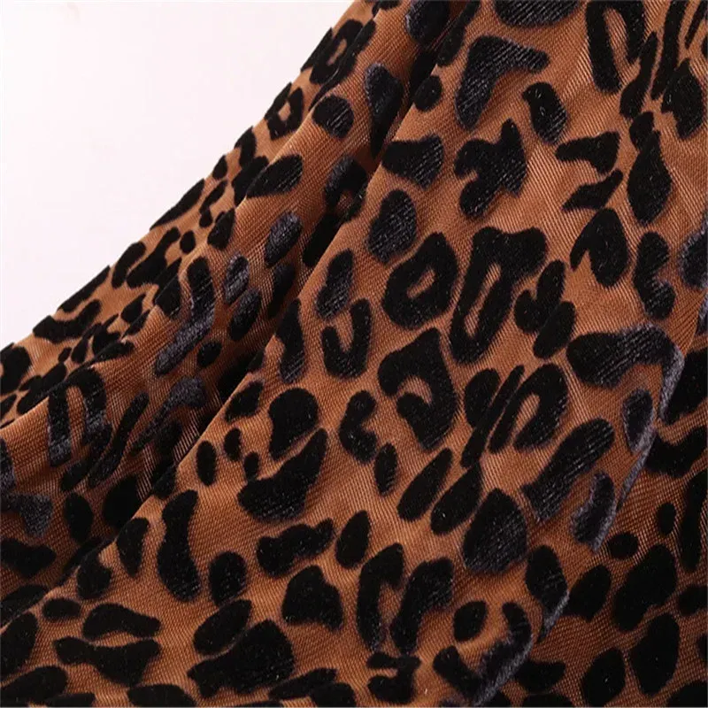 Fabric 50cm/100cm*150cm Leopard Print Velvet Fabric Stretch Brocade Flocked Jacquard Fabric African Lace Fabric for DIY Sewing Clothing