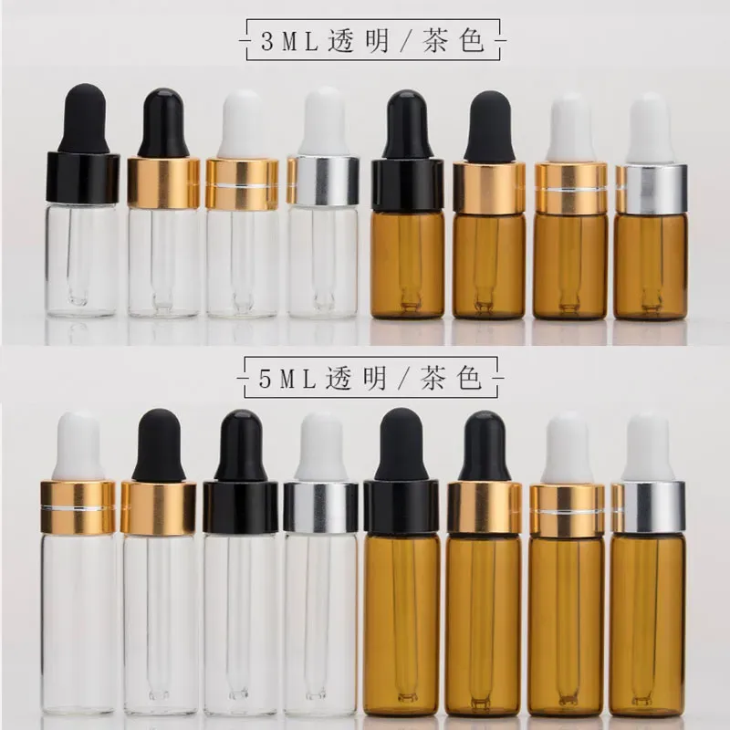 1 2 3 5ml Mini Clear Glass Dropper Bottle Refillable Empty Container Eye Dropper Vial With Pipette For Cosmetic Perfume  Oil Bottle