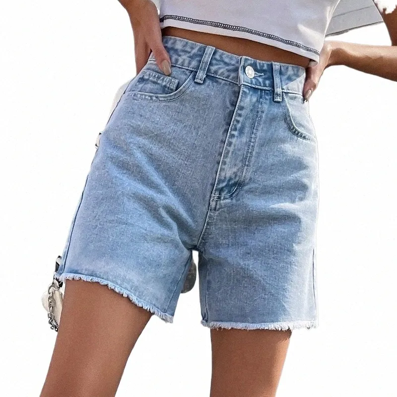 Lucyever Bleu Femmes Denim Shorts 2023 Été Fesses Taille Haute Casual Jean Shorts Femme Streetwear Lâche Droite Pantalon Court T61F #