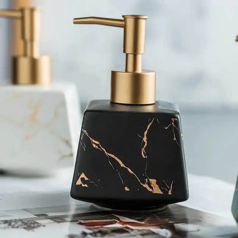 Dispensers Marble Soap Dispenser, Creative Marbled Square Harts Soap Dispenser Travel Portable Lotion Bottle Badrumstillbehör Shampo Di