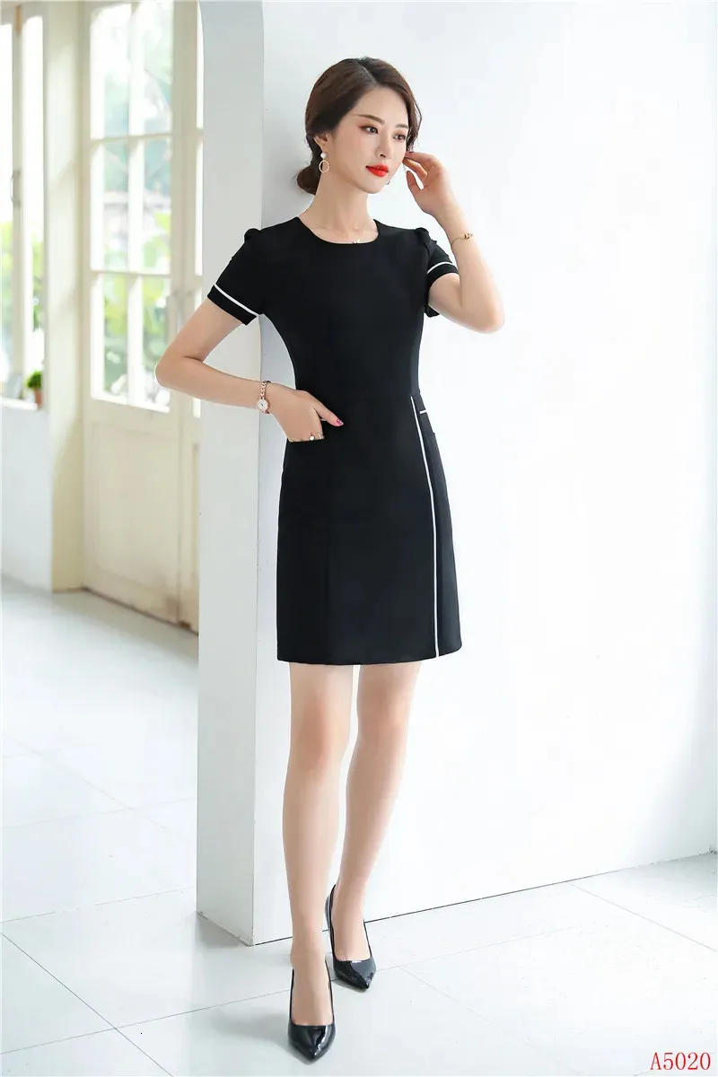 Professional Summer Office Dress Women Business Work Wear Striped Knitting  Pullover Short Sleeve Above Knee from Dhgate Basic & Casual Dresses - price  64.93