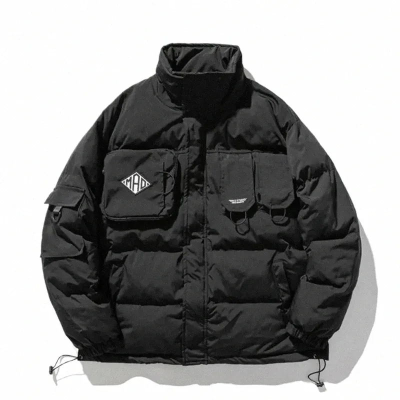 Мужская зимняя куртка 2023 Street Fi Мужское пальто с несколькими карманами Functi Color Cott Куртки Теплое толстое пальто-карго для отдыха W086 #