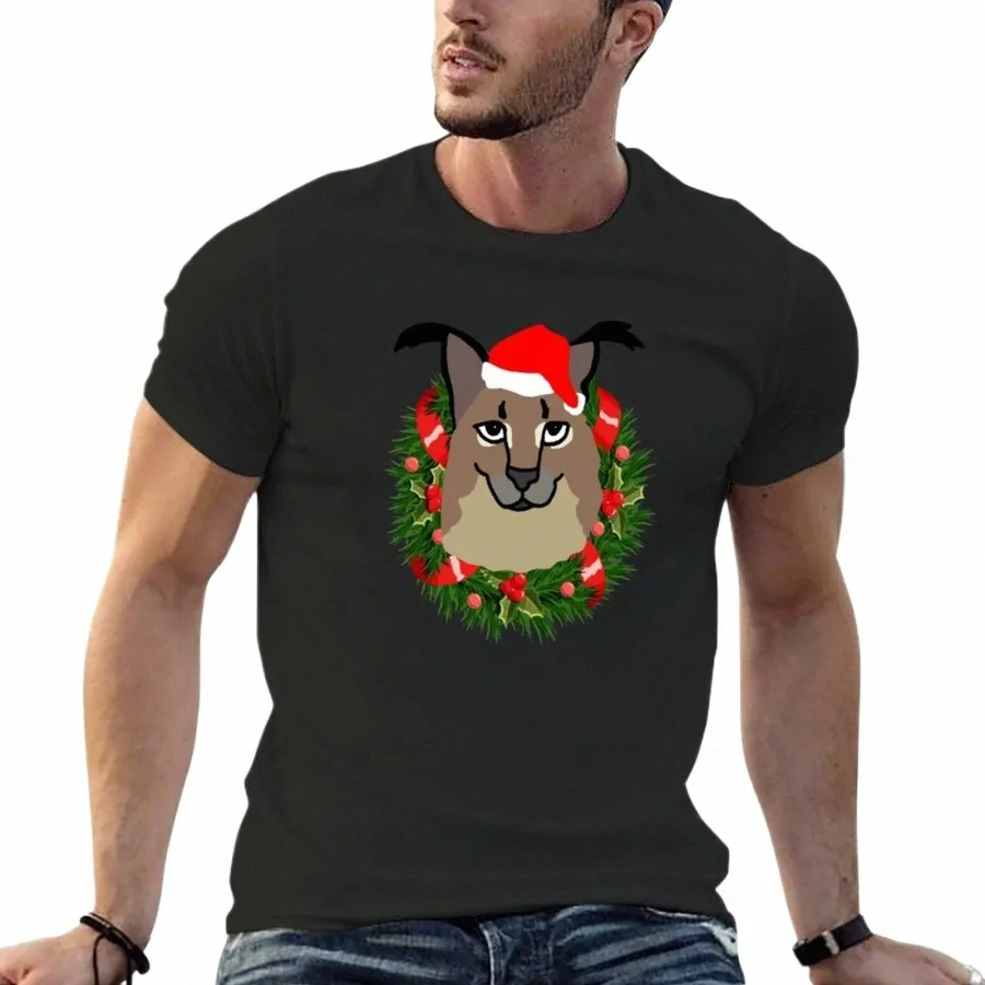 Big Floppa Christmas T-Shirt vêtements anime vêtements esthétiques vêtements kawaii t-shirts blancs unis hommes e0Dc #
