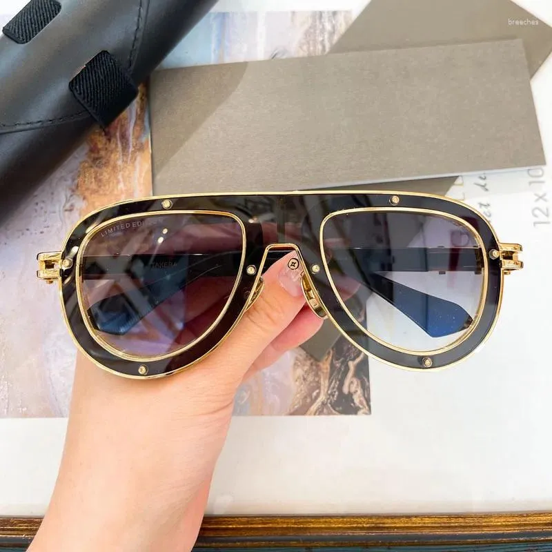 Güneş gözlüğü erkek alaşım asetat oval çerçeve moda premium burgu tasarımcısı klasik retro açık güneş gözlükleri UV400
