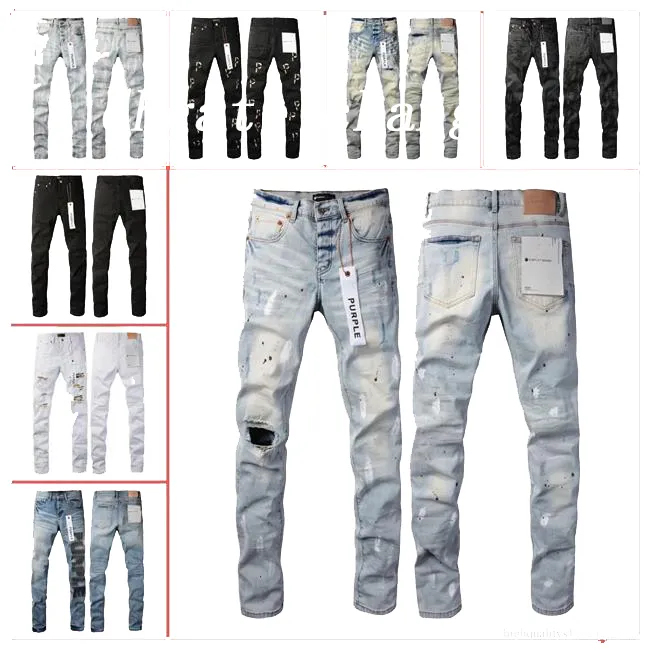 Jeans da uomo Uomo Pantaloni jeans viola Designer Adesivi skinny neri Lavaggio chiaro Strappato Moto Rock Revival Joggers True Religions Uomo j 28-40 936047594