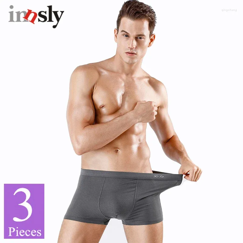 Underbyxor 3 stycken/set herrboxare bambu fiber elastisk stor storlek manlig underkläder ungdom bekväm sport svett-absorberande andningsbara shorts