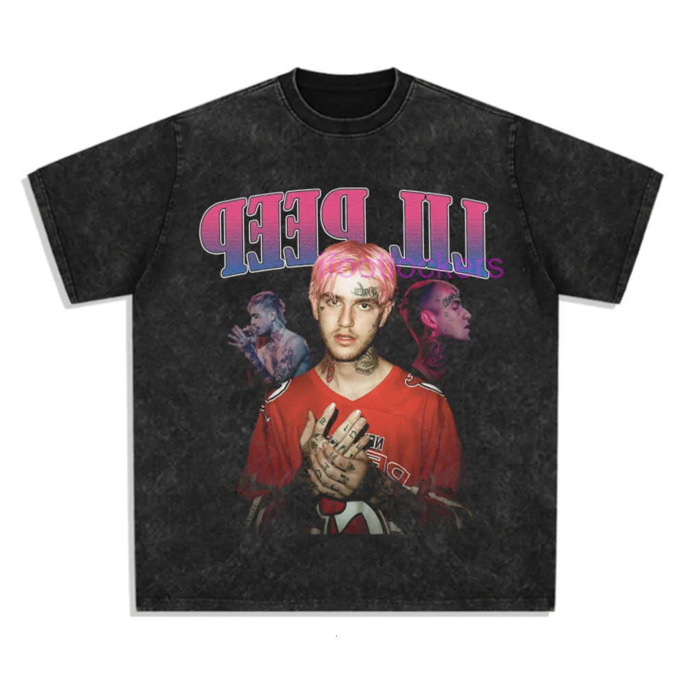 designerka T Shirt Mens Polo Hip Hop Lil Peep Print z High Street T-shirt z krótkim rękawem