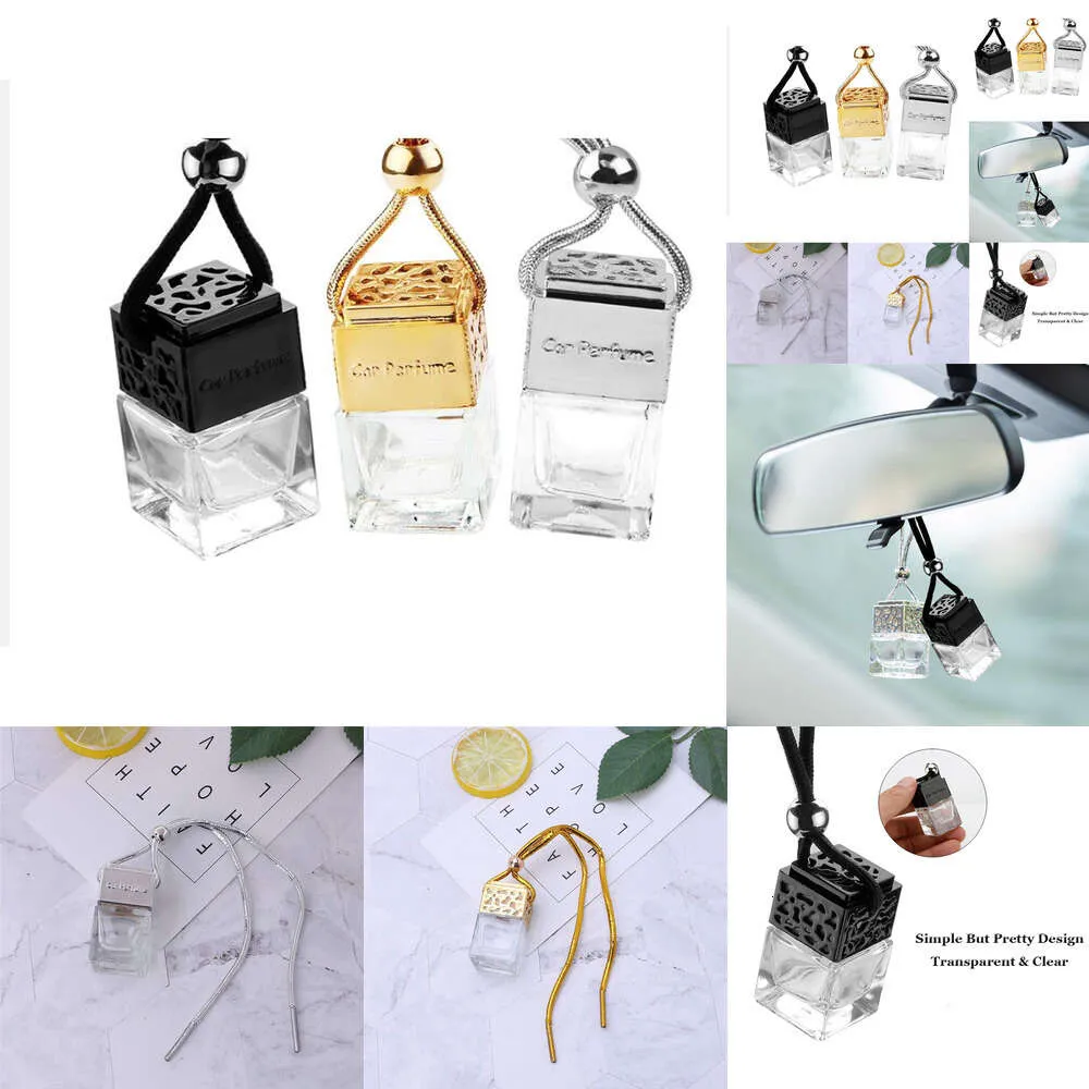 8mlキューブカー香水ボトルカーハンギング香水香水エステッフオイル用エアフレッシュナーディフューザー香料空のガラス瓶