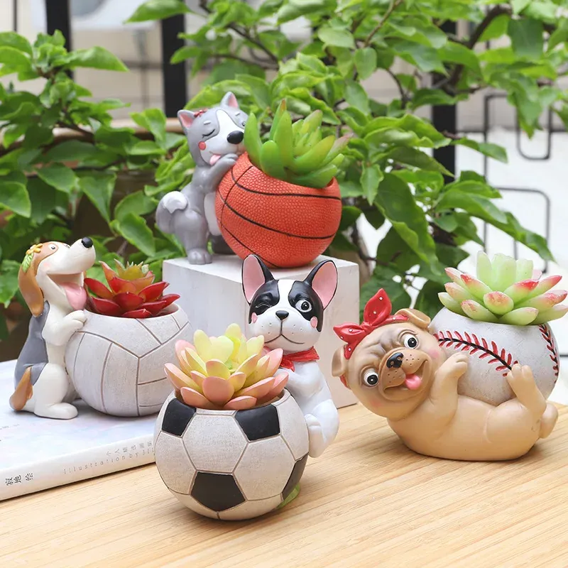 Planters Animal Ball Games Flower Pots for Mini Succulent Plant Planter Mini Bonsai Pencil Holders Containers Home Desktop Decor Gifts