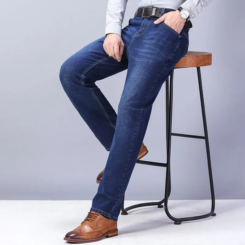 Jeans da uomo e da donna di marca, dritti, elastici, in cotone, da uomo, stile casual classico, pantaloni in denim, taglie grandi, 28-40_voghion.com