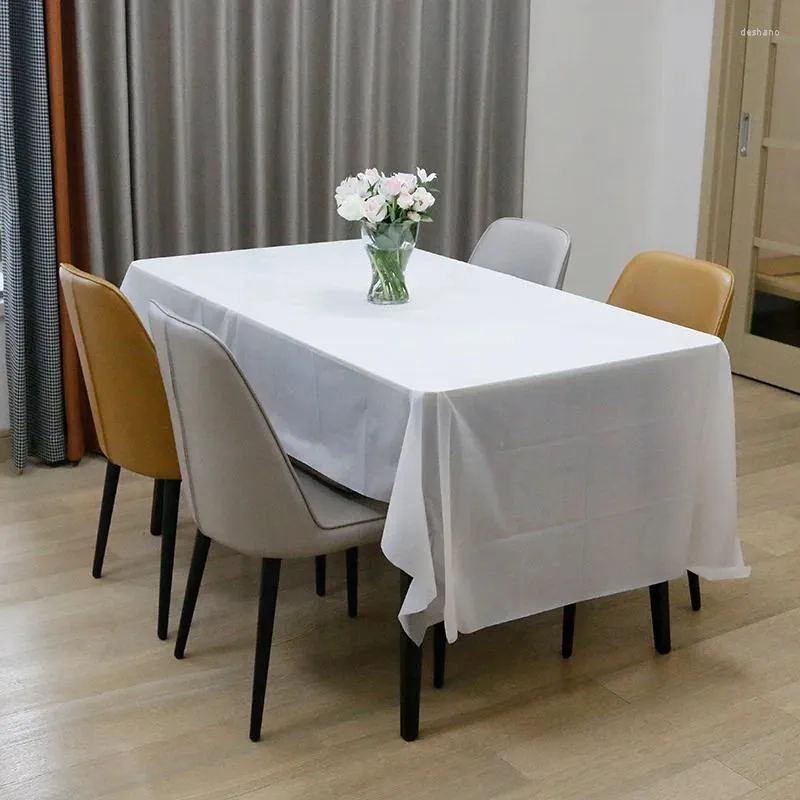 Toalha de mesa descartável, cor sólida, retangular, espessada, vermelha, casamento, plástico, branco