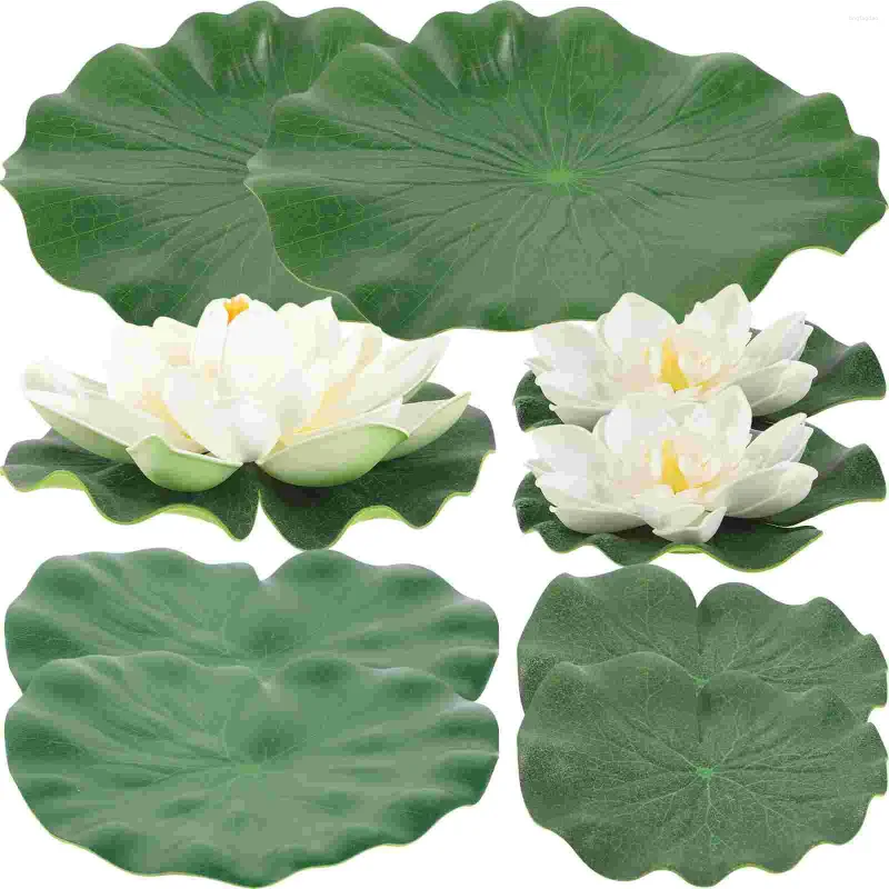 Decorative Flowers Plants Fake Lily Accessories Lotus Ornament Plastic Artificial Floating For Pool Simulation Pond