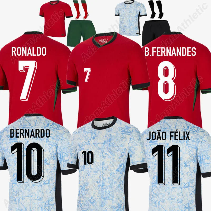 Camisa Ronaldo Soccer Jersey 2024 Bernardo B.Fernandes Joao Felix Football Shirts 24 25 R.Leao Ruben Dias G.Ramos Jersey Kids Kit Playerバージョン