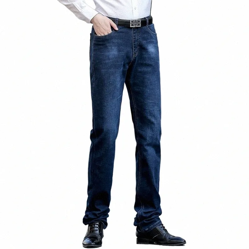 200 centimetri Jeans Uomo Big Tall Negozio di abbigliamento Pantaloni elasticizzati Pantaloni Extra Lg Lunghezza 130 centimetri Alto dritto Vita alta Denim Jogger Maschio A4fL #