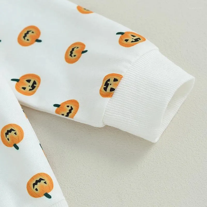 Set di abbigliamento per bambina, completo da 2 pezzi, felpa a maniche lunghe con stampa di zucca di Halloween e pantaloni elastici, set di vestiti autunnali per bambini