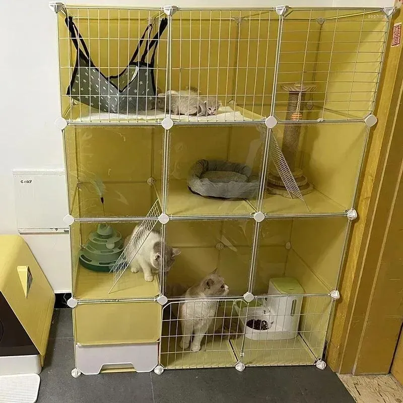 Cages porte-chats en fer forgé, modernes et simples, transparentes, pour l'intérieur, Villa domestique avec toilettes, armoire multicouche intégrée