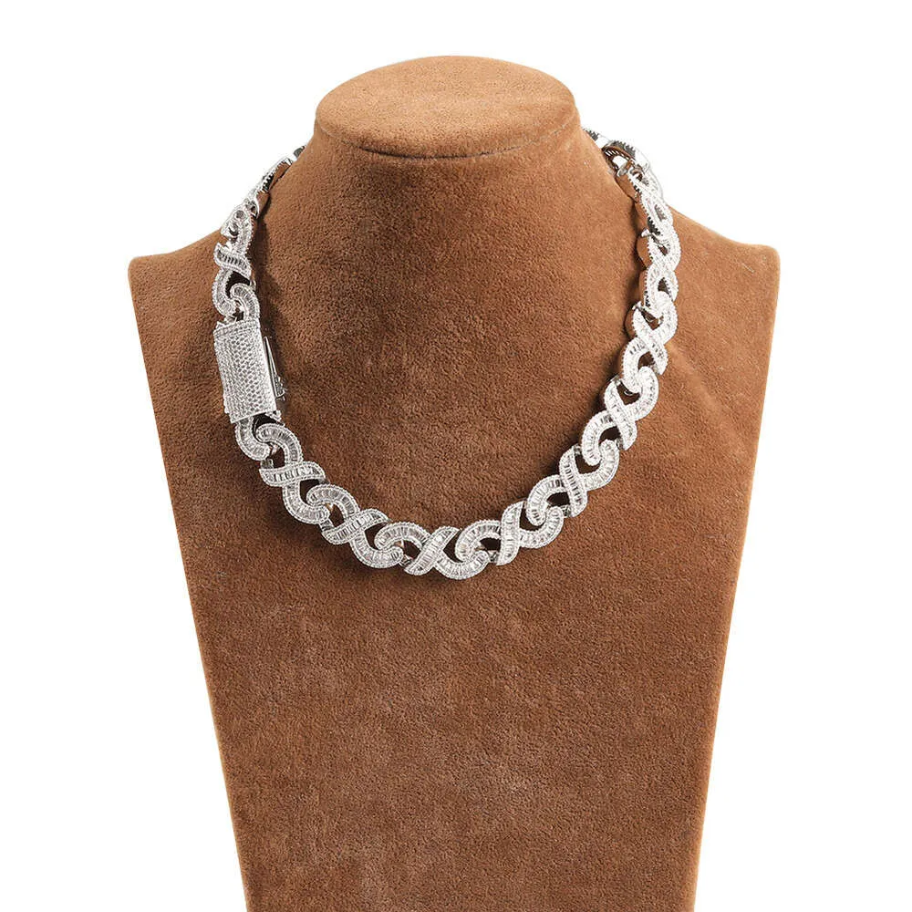 15 mm Hip Hop Out Moissanit Miami Chain Sterling Silber Iced Infinity Cuban Link Halskette