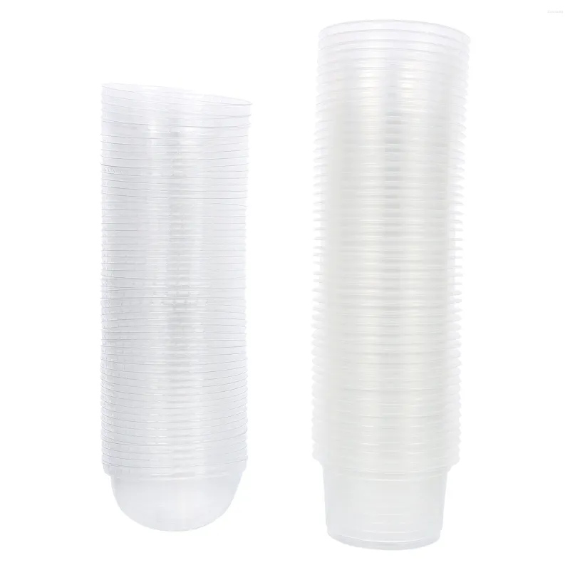 Disposable Cups Straws 50 Pcs Mini Measuring Cup Muffin Dessert Tray Salad Container Plastic