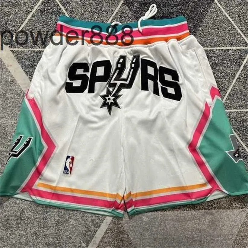 Justdon New Spurs JDヴィンテージ刺繍ショーツトレンドスポーツカジュアルショーツポケット黒と白