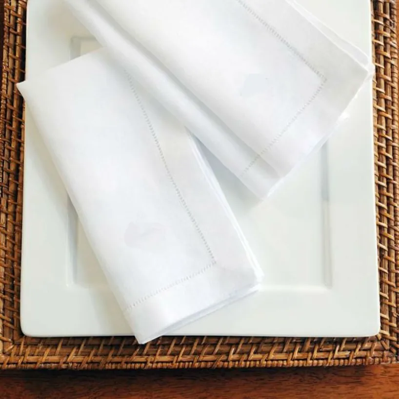 12PCS White Hemstitched Napkins Cocktail Napkin For Party Wedding Table Cloth Linen Napkins Cotton 45x45cm And 30x50cm268s