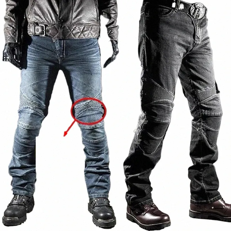 Inverno dos homens Biker Jeans Motocycle Denim Calças Masculino Estiramento Original LG Calças Off-road Protecti Calças Plus Size 5XL t9nI #