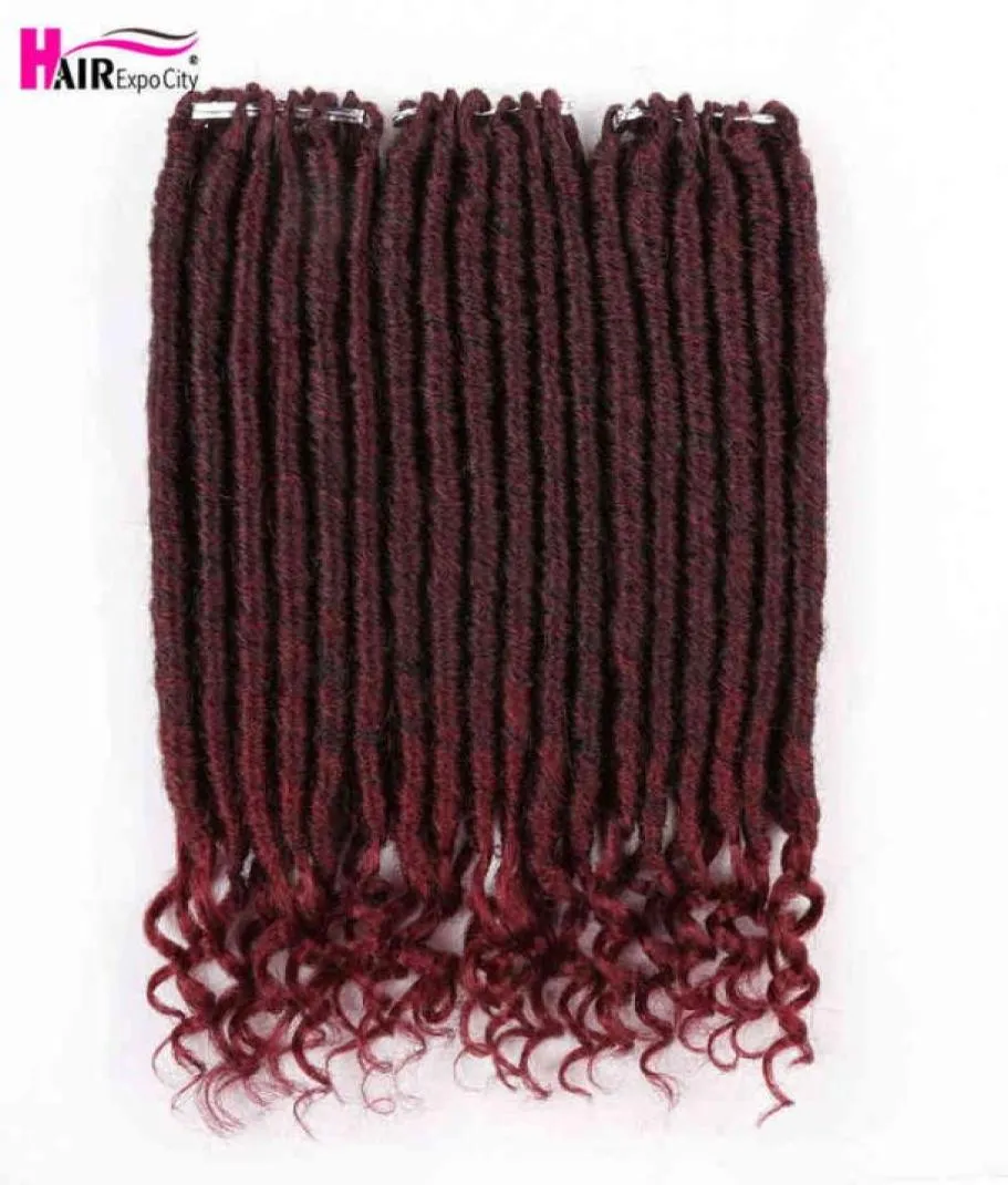 12Inch 2X Goddess Faux Locs Crochet Hair Ombre Curly Synthetic Braiding Extensions For African Women Expo City 2206109210541