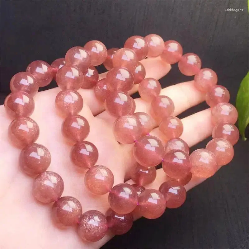 Figurines décoratives 13MM Naturel Starlight Fraise Quartz Bracelet Mode Énergie Pierre Reiki Guérison Cristal Brin Fengshui Cadeau 1 PIÈCES