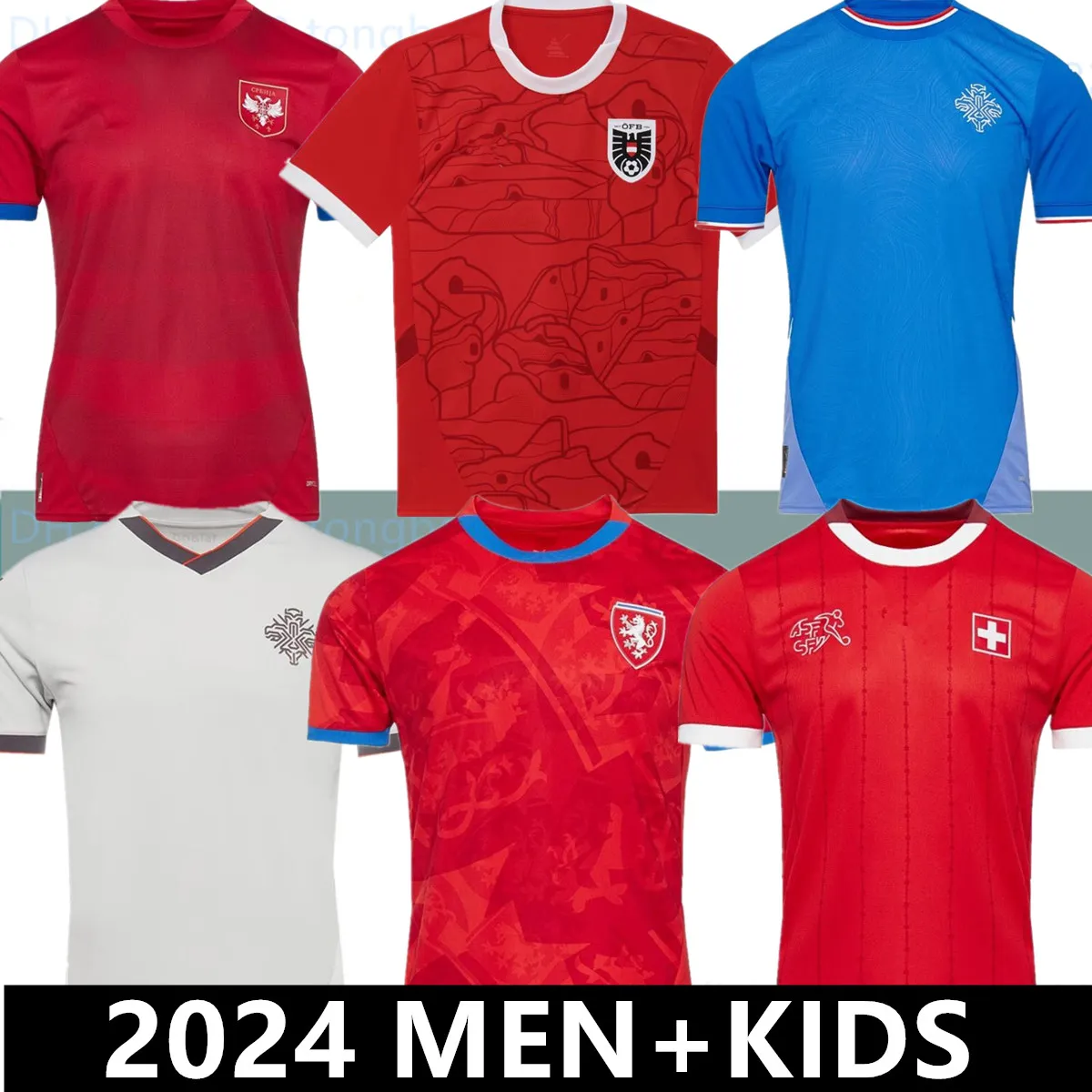 新しいチェコ共和国サッカージャージスイスホームアウェイ24 25オーストリアレッドブルーホワイト2024 2025アイスランドスポーツシャツスポーツウェアセルビアカミソラサイズS-4XL