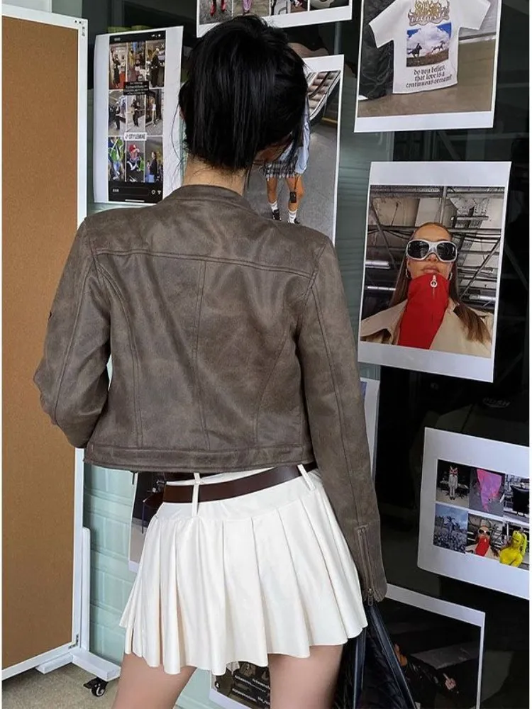 DHgate.com:Womens Y2K 90s Vintage Leather Jackets, Punk DHgate.com:Womens Y2K 90s Vintage Leather Jackets, Punk