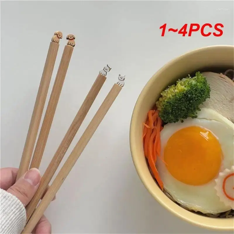 Chopsticks 1-4PCS Good-looking Tableware Wooden Creative Bamboo And Wood Cartoon Japanese Style