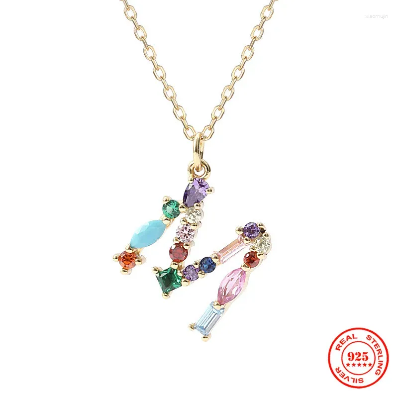 Pendants YIZIZAI 925 Sterling Silver Gold Color Initial Opal CZ Necklace Charm Letter Name Jewelry For Women Accessories Gifts