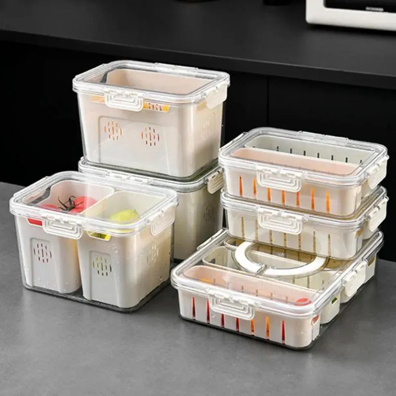 Storage Bottles Portable Box Capacity Divided Serving Tray With Lid Handle For Food Bpa Free Fridge Organizer