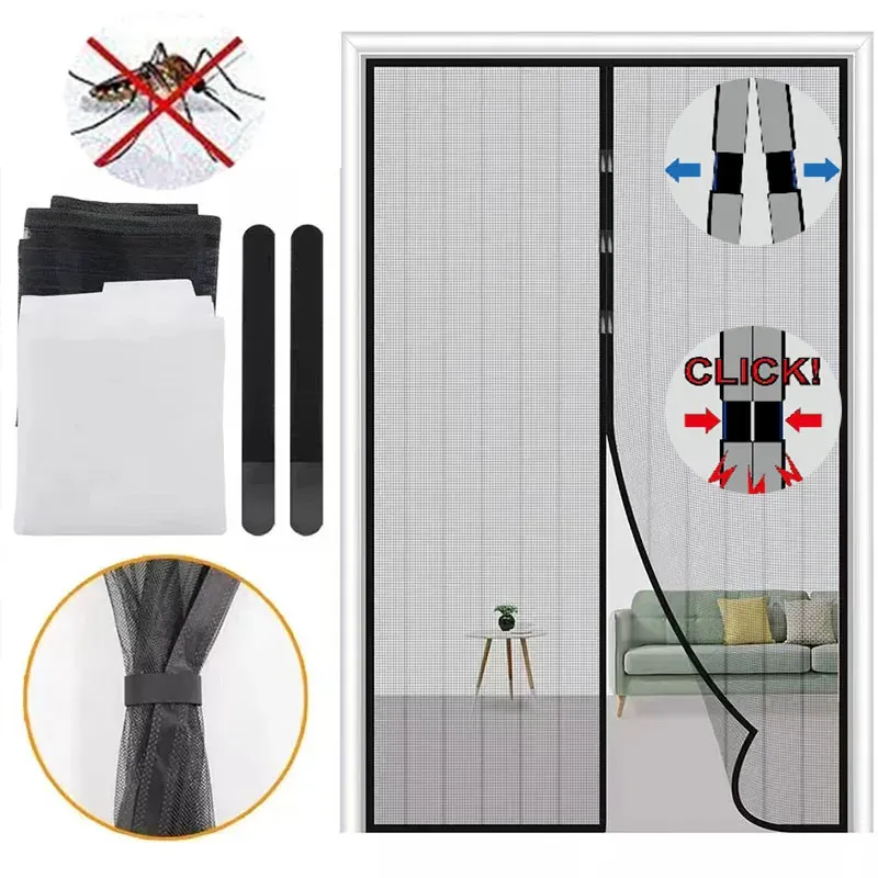 Alben Automatisches Schließen Magnetisches Moskitonetz Türvorhang Vorhang Sommerküche Anti-Insekten-Fliegen-Trennvorhang Magic Mesh