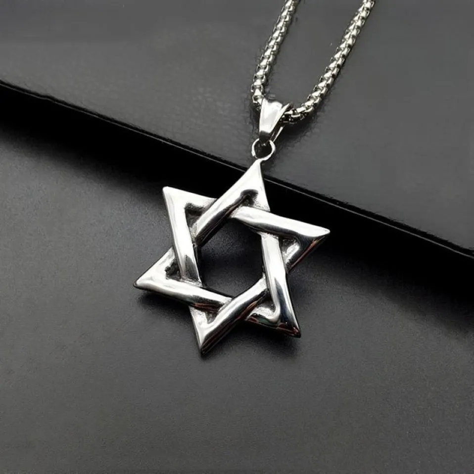 Pendant Necklaces Star Of David Israel Chain Necklace Women Stainless Steel Judaica Silver Color Jewish Men JewelryPendant299f