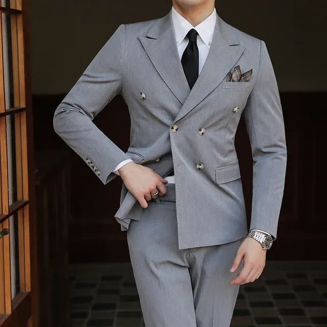 スーツ Double-breasted setup & shirt & tie TZD-401-CHARCOAL_grande.jpg?v=